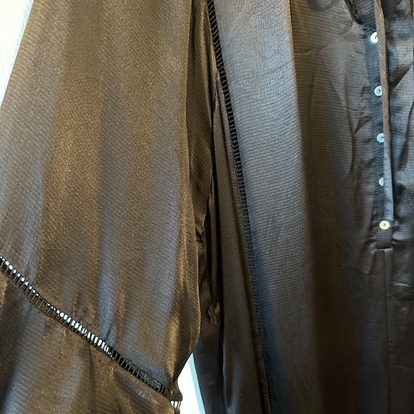 H&M Midi Balloon Sleeve Oversize Silky Dress in Black Size M-L - Picture 4 of 7